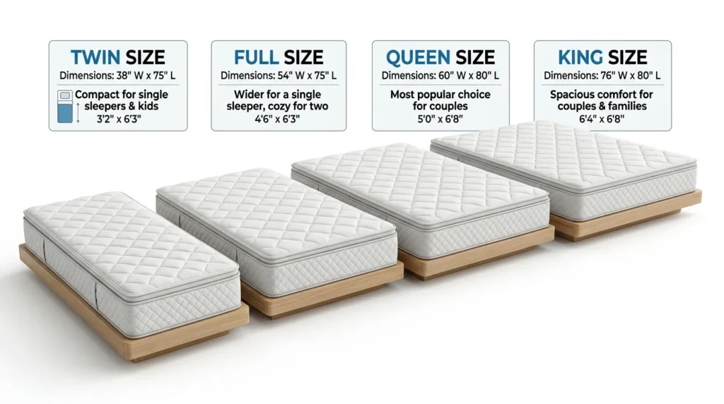 Full Bed Measurement Compared to Other Bed Sizes