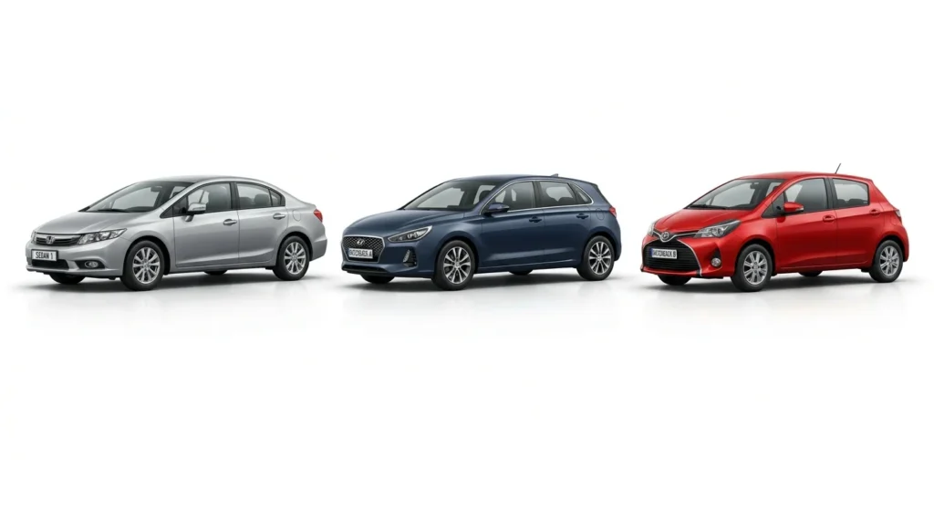 Three Average Cars (End-to-End)