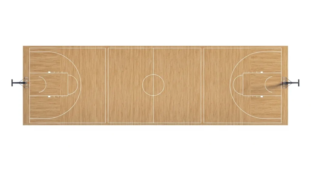 Three Basketball Courts (End to End)