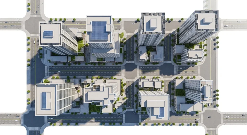 Three-Quarters of a City Block