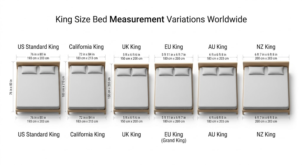 King Size Bed Measurement Variations Worldwide