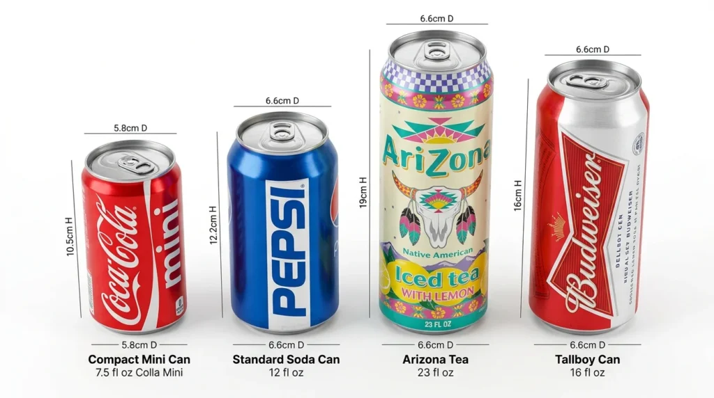 Arizona Tea Can Dimensions vs Other Beverage Cans