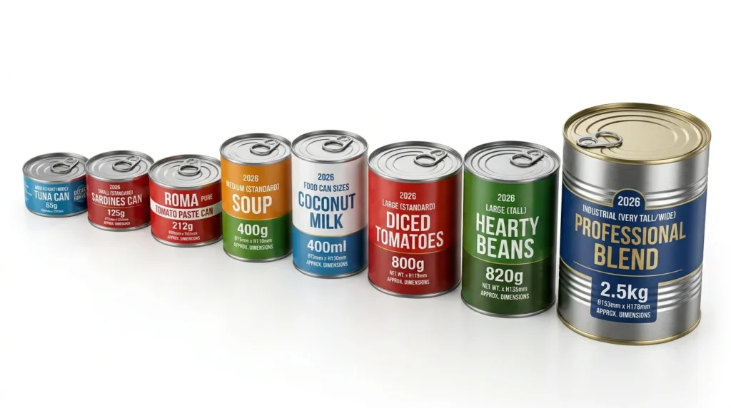 Standard Food Can Sizes Chart